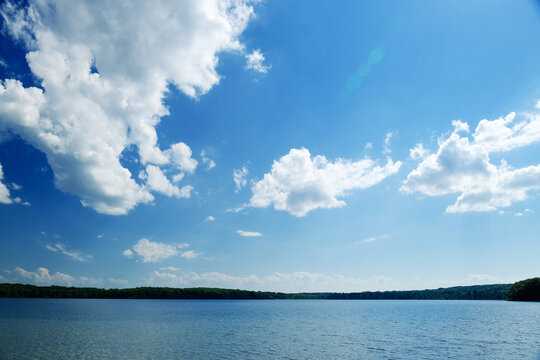 Beautiful blue sky and lake on a sunny day