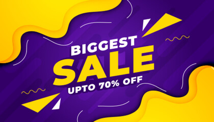 abstract style big sale banner in yellow and purple color