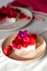 delicious dessert cake cheesecake with raspberries