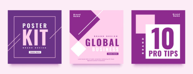 promotional social media post banner template set of three