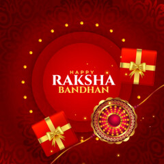 Fototapeta na wymiar decorative indian festival raksha bandhan red greeting