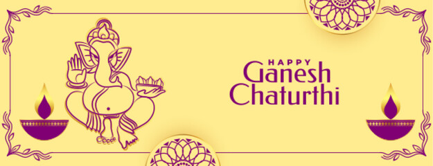 traditional ganesh chaturthi invitation or greeting card banner - obrazy, fototapety, plakaty