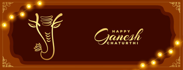 Fototapeta na wymiar happy ganesh chaturthi festival wishes card banner
