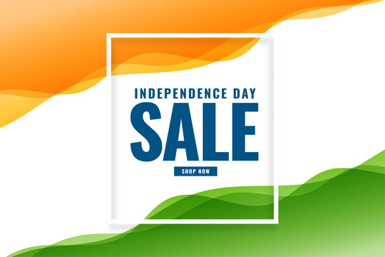 independence day sale banner in tricolor wave style