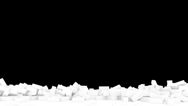 White brick wall collapsing 3d style alpha channel