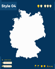Germany - map isolated on blue background. Outline map. Vector map.
