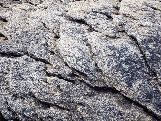 Gros plan sur un bloc de granit sur le littoral de l'Île d'Yeu, Vendée, Pays de la Loire, France
