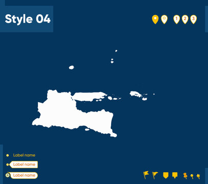 East Java, Indonesia - map isolated on blue background. Outline map. Vector map.