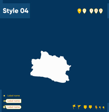West Java, Indonesia - map isolated on blue background. Outline map. Vector map.