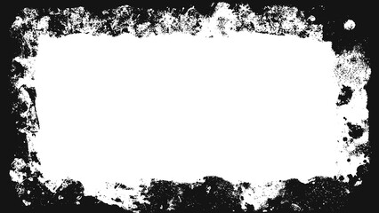 Grunge border, frame. Vector black and white texture background