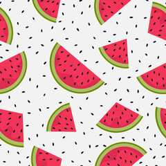 Seamless watermelons pattern. Vector background. Flat design.