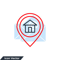 address icon logo vector illustration. Home Location symbol template for graphic and web design collection