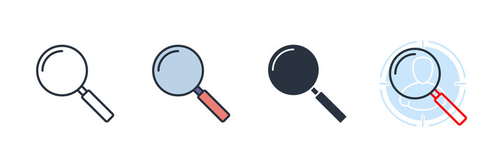 search icon logo vector illustration. Magnifying glass symbol template for graphic and web design collection