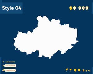 Obraz premium Akmola, Kazakhstan - map isolated on blue background. Outline map. Vector map.