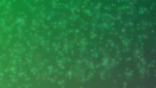 Motion graphics. forest green abstract defocused background, star shape bokeh pattern