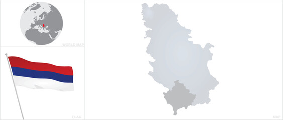 Serbia map and flag. vector