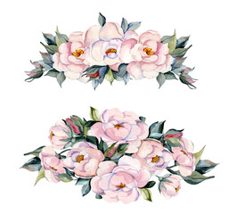 Obraz na płótnie Canvas Watercolor bouquet spring pink flower 