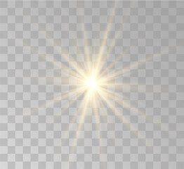 Transparent yellow sunlight special lens flash light effect. Front solar flare lenses	