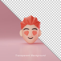 3D Illustration Boy with love eye for valentine