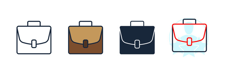 briefcase icon logo vector illustration. suitcase symbol template for graphic and web design collection