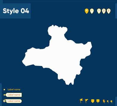 Zavkhan, Mongolia - map isolated on blue background. Outline map. Vector map.