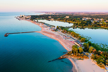 Fototapeta na wymiar Neptun, Romania. Aerial view of the summer resort on the Romanian Black Sea.