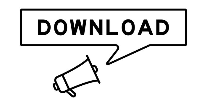 Megaphone icon with speech bubble in word download on white background