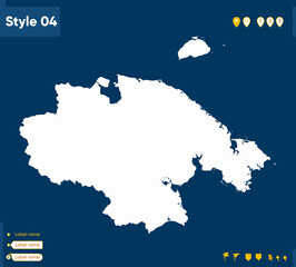 Obraz premium Chukotka Autonomous Area, Russia - map isolated on blue background. Outline map. Vector map.