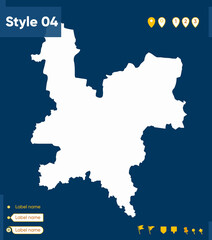 Kirov Region, Russia - map isolated on blue background. Outline map. Vector map.