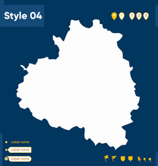 Tula Region, Russia - map isolated on blue background. Outline map. Vector map.