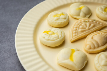 Sandesh or shondesh is a dessert, originating from the Bengal, India, created with milk and sugar