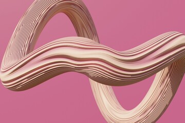 Abstract 3D curve wave background in pink color. Creative decoration background. 3d background