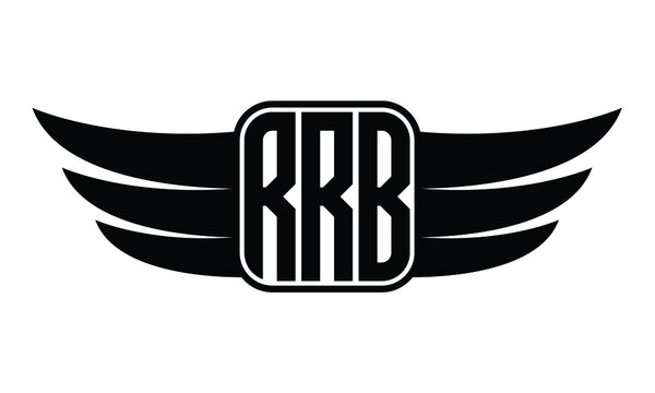 RRB three Letter Wings Flying Initial wing symbol minimalist creative concept flag icon professional logo design Vector template with abstract black and white tattoo