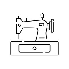 Fashion Atelier And Sewing Linear Vector Icon. Atelier, Tailor Shop Thin Line Contour Symbols Pack. Needlework, Dressmaking Studio. Stitching Equipment Outline. Sewing machine