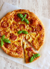 Freshly baked homemade pizza