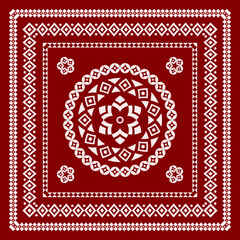 Scarf bandana tribal pattern. design for woman hijab, boho carpet, bandana, neckwear, batik, rug, shawl, pillow case. square pattern design style