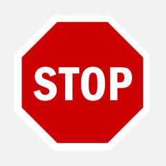 STOP sign!. Traffic stop sign isolated on white background. Red octagonal stop sign for prohibited activities. 