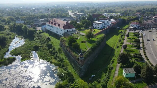 Aerial shot Dubno Castle, Ukraine