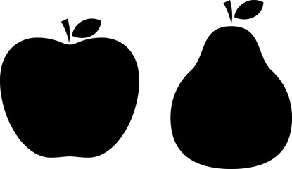 リンゴと洋ナシのシルエットアイコン(Apple & Pear Icon.)