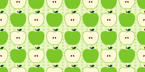 青リンゴのイラストのパターン、シームレス(Green apple seamless pattern)