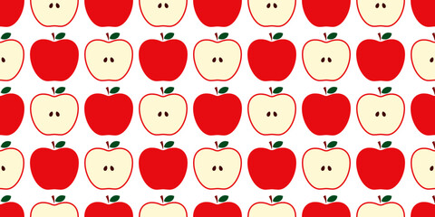 赤いリンゴのイラストのパターン、シームレス(Apple seamless pattern)