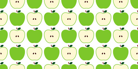 青リンゴのイラストのパターン、シームレス(Green apple seamless pattern)