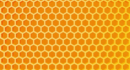 Yellow honeycomb structure pattern background. Food and nature concept. 3D illustration rendering