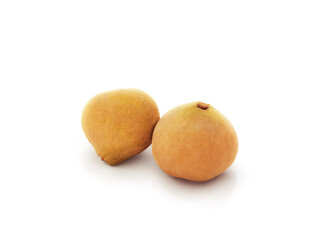 Ripe santol fruit on a white background and seasonal fruits in June of Thailand