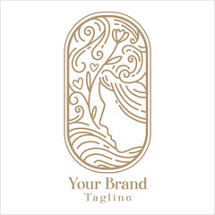 Line art logo of women and flower