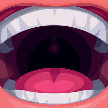 healthy cartoon open human mouth close view