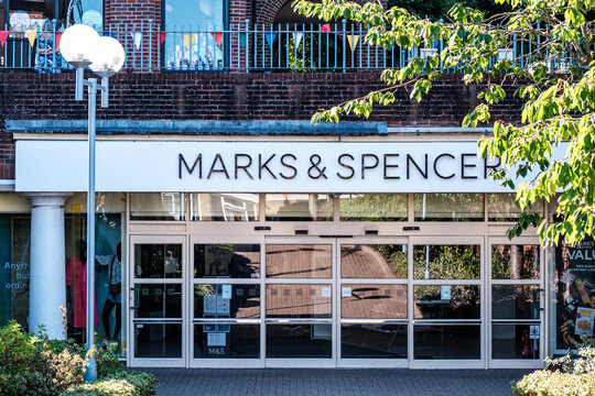 Marks And Spencer Department Store Entrance With No People And Changing High Street Spending Habits