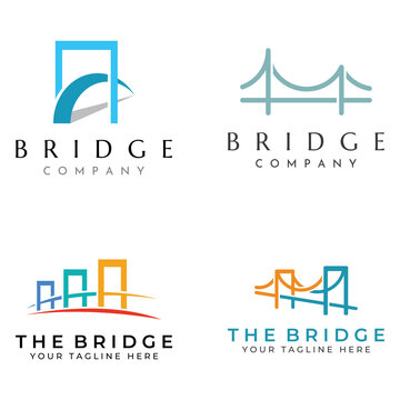 Minimalist and elegant creative bridge building logo with a modern concept. With vector illustration editing.