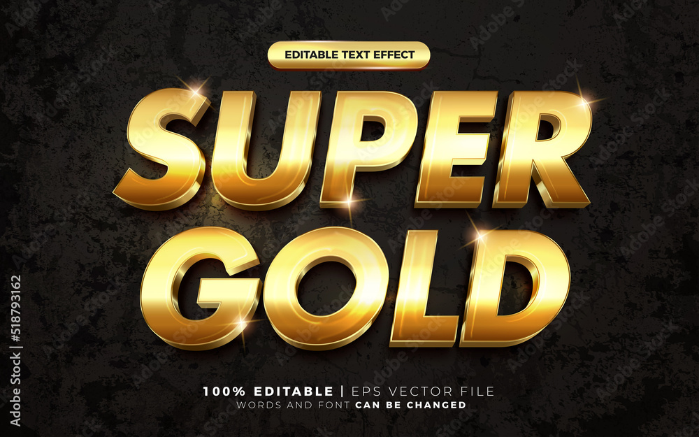 Fototapete 3d luxury super gold sparkle text style effect template editable text effect