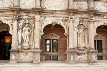 Frederiksborg Slot or Castle in Hillerod, Denmark. This famous danish palace was built as a royal residence for King Christian IV and is now known as The Museum of National History.